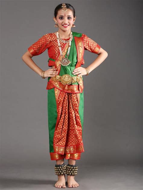 Ready to Wear Girls Kuchipudi Green Red Dance Costume – The Dance Bible