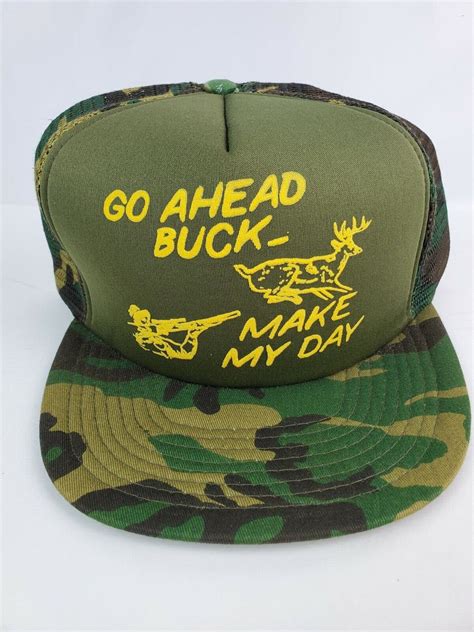 NOS vintage Go Ahead Buck Make My Day Camo trucker hat snapback ...