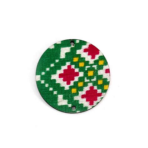 1.5 Inch Green Color Patola Print Fabric Plates Festival & Wedding Dec ...