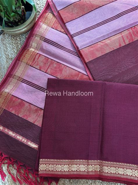 Maheshwari Maroon Garbha Reshami Silk Saree GS243 – Rewa Handloom