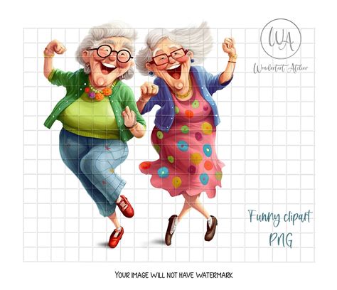Funny Old Ladies Clipart PNG. Women Dancing. Instant Download. - Etsy ...