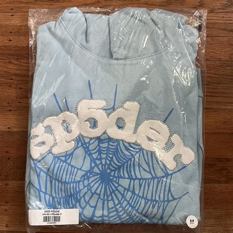 Sp5der Hoodie Light Blue Sp5der Hoodie Brand new in... - Depop