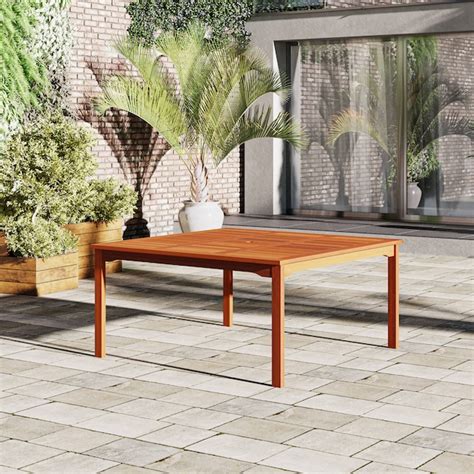 Amazonia 9 -Piece Brown Patio Dining Set Wood Square Table with 8 ...