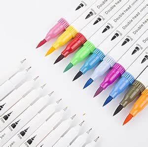 HOME ELEMENTS 12 Colors Dual Tip Brush Marker Pens For Drawing ...