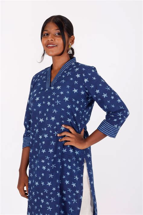 Indigo Printed Cotton Kurtas – Avishya.com