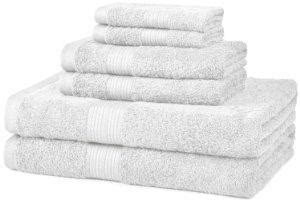 Buy AmazonBasics Fade-Resistant Cotton 6-Piece Towel Set - 500 GSM ...