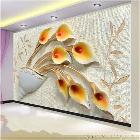 Avikalp Exclusive AWZ0353 3D Wallpaper Horseshoe Tulip Cup Plum Bedroo ...