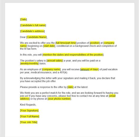 Buy Employment Offer Letter Template, Employment Offer Letter ...