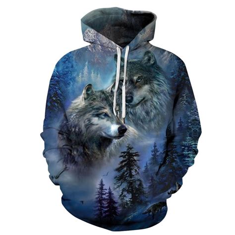 Spring Autumn Space Galaxy Wolf Hoodie Men Women 3D Printed Oversized ...