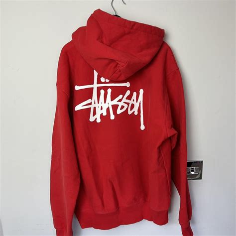 Stüssy Men's Red Hoodie | Depop