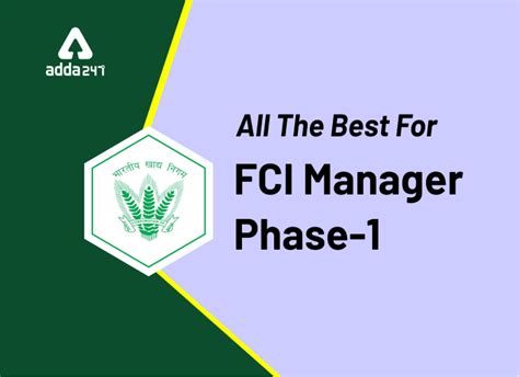 All The Best For FCI Manager Phase 1 Exam