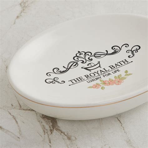 Buy The Royal Bath White Printed Ceramic Soap Dish from Home Centre at ...