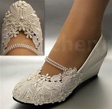 Bridal Shoes Flat by White Light Ivory Lace Wedding Shoes Flat Low High Heel Bridal Shoes Flat