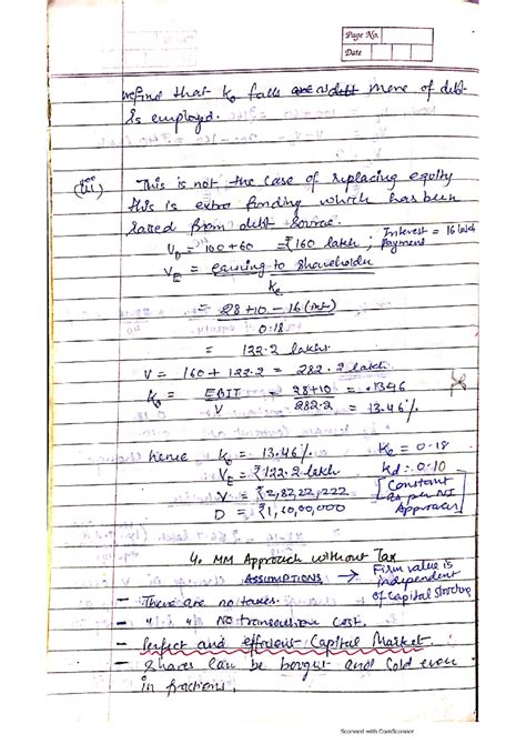 Handwritten notes MM hypothesis - Page No. Date refind that Ko falls ...