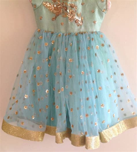 Kids Anarkali Dress in Mint Green With Beautiful Hand - Etsy India