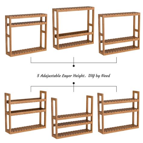 Domax Bamboo Bathroom Shelf 3-Tier Wall Mount Storage Rack ...