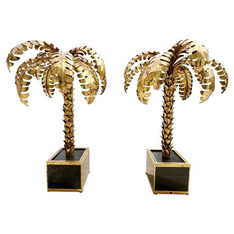 Vintage Set of 2 French Palm Tree Lamps in the manner of Maison Jansen ...