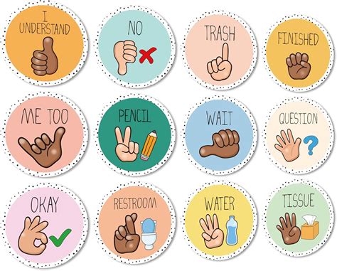 Jarthenaamcs 12pcs Boho Classroom Hand Signals Posters Pastel Teachers ...