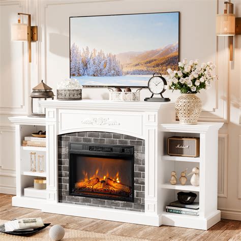 Lark Manor White Fireplace TV Stand Fit Up To 90In TV With 23In ...