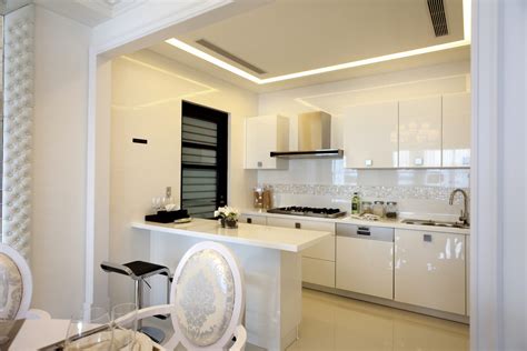 170平米大户型白色厨房橱柜装修图片欣赏_别墅设计图