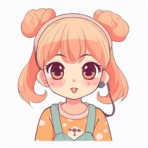 Little kawaii girl illustration flat colors vector illustration digital ...