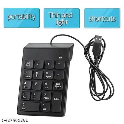 USB 2.0 Wired Numeric Keypad Slim Mini Number Pad Digital Keyboard 18 ...