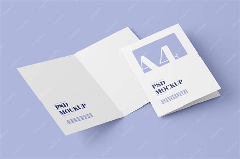 Premium PSD | A5 folded brochure card mockup