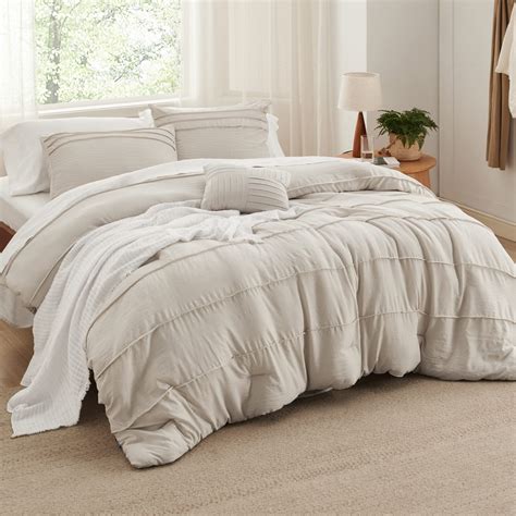 Bedsure Beige King Size Comforter Set - 4 Pieces Pinch Pleat Bed Set ...