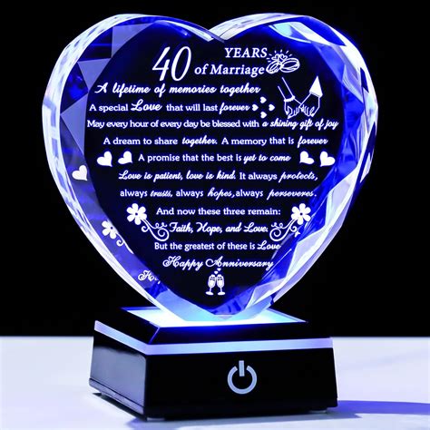 Amazon.com: 40th Wedding Anniversary Crystal Gifts for Couples Parents ...