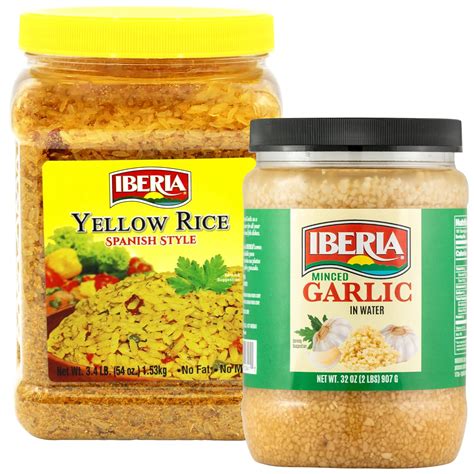Iberia Yellow Rice 3.4 lb. + Iberia Minced Garlic 32 oz : Grocery ...