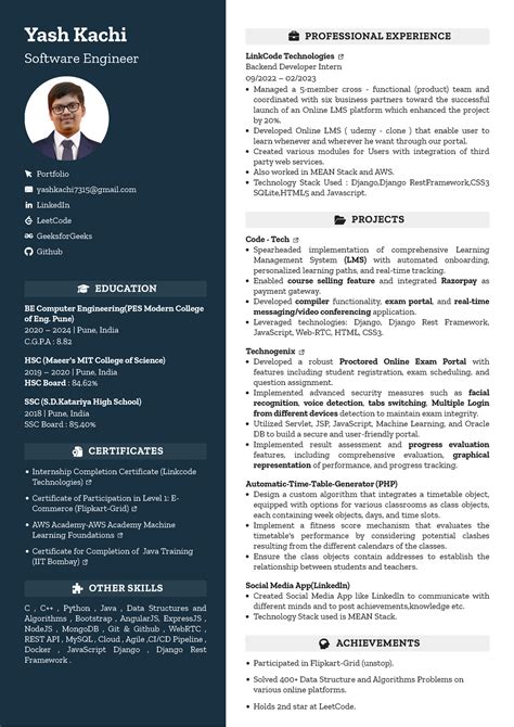 Yash Kachi Resume Internship - EDUCATION BE Computer Engineering(PES ...