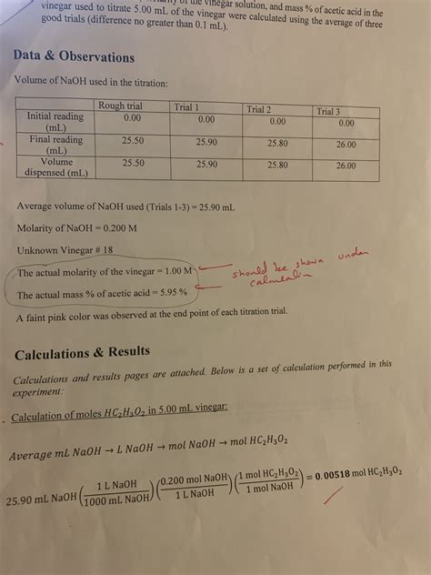 Answered: vinegar solution, and mass % of acetic… | bartleby