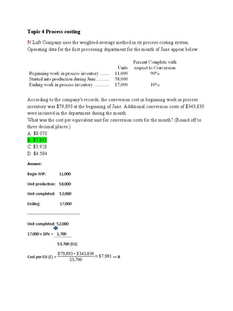 Image result for Process Costing Sample Problem