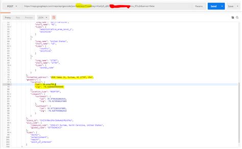 Postman Geocode API 的图像结果
