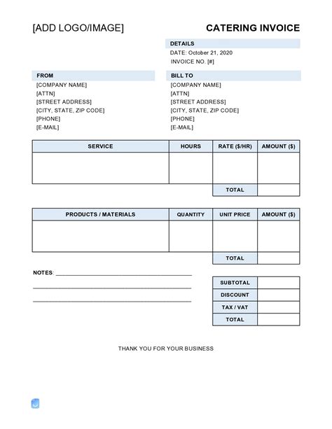 30 Free Catering Invoices (Templates & Samples)