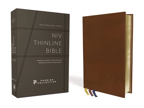 Niv, Thinline Bible, Premium Goatskin Leather, Brown, Premier ...