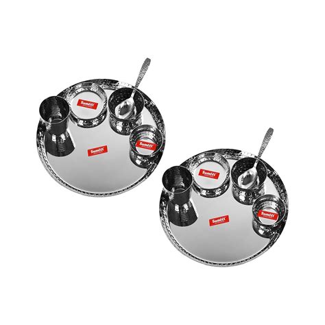 Buy SUMEET Stainless Steel Royal Dinner Set (12 Pieces, Silver), Modern ...