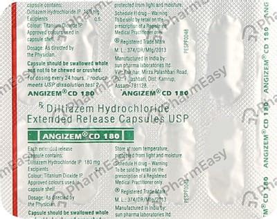Angizem Cd 180 MG Capsule (10): Uses, Side Effects, Price & Dosage ...