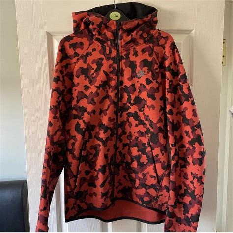 Nike Tech Fleece Hoodie / Red and Black camo / In... - Depop
