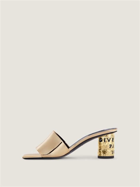Tape heeled mules in mirror effect leather - golden in - golden ...