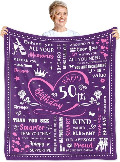 Buy 50th Birthday Gifts for Women Blanket Happy 50th Birthday ...