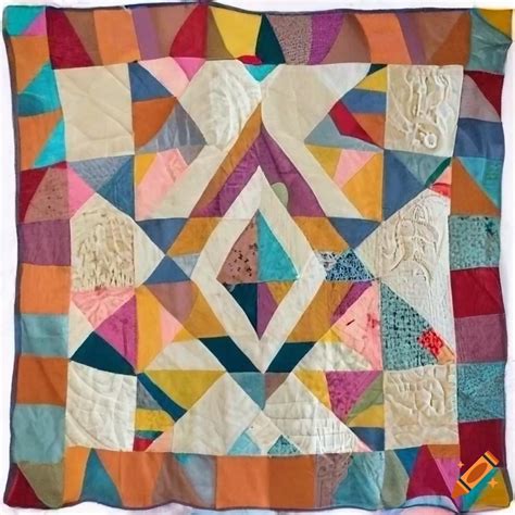 Improv quilt, modern quilting guild, art deco inspired fiber art, feedsack fabric, neutral color ...