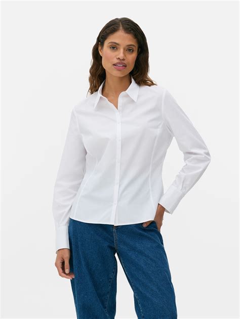 Womens White Fitted Long Sleeve Shirt | Primark