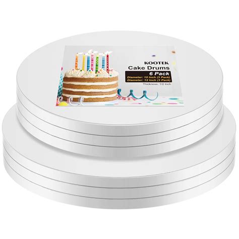 Kootek Cake Boards Drum 10 & 12 Inch, 1/2" Thick White Cake Drums Round ...