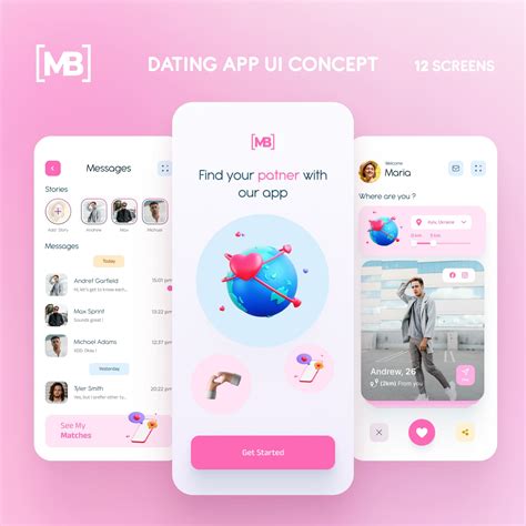 Girly Dating App UI Design Template – MasterBundles
