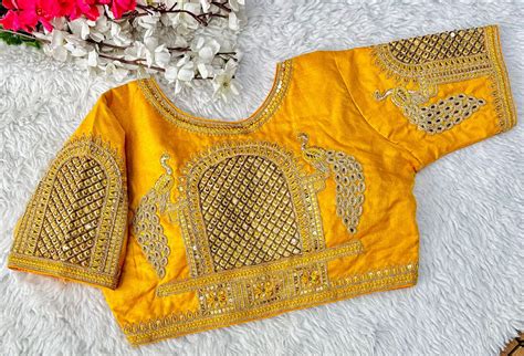 Yellow Watermelon Silk Blouse with Beautiful Cording and Han