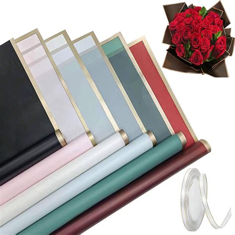DMIMIA Flower Wrapping Paper,30 Sheets 6 Colors Flower Bouquet Wrapping ...