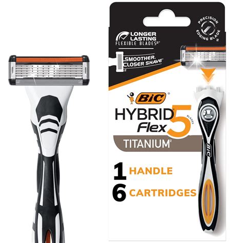 Amazon.com: BIC Flex 5 Hybrid Disposable Razors for Men, 1 Handle and 6 ...