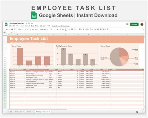 Google Sheets - Employee Task List - Neutral – kjunstudio