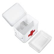 Buy First Aid Medicine Box Supplies Kit Organizer - 8.6 White Metal Tin ...